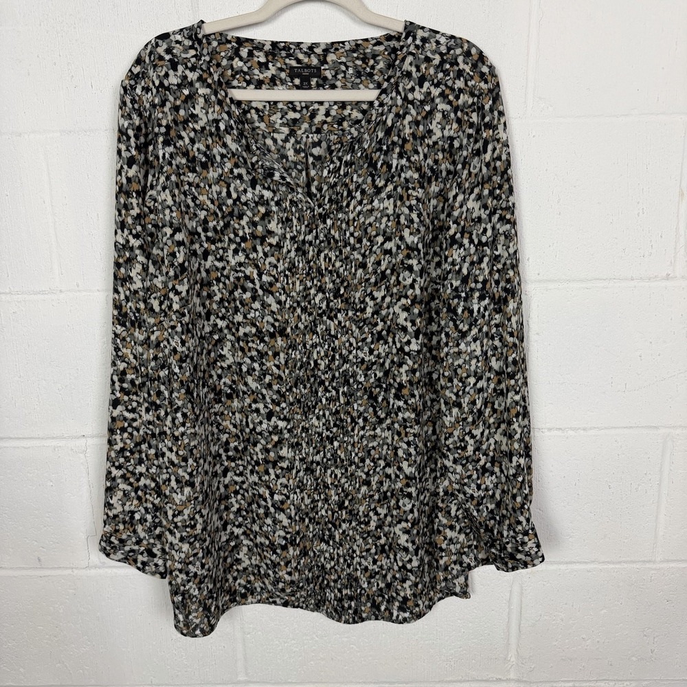 Talbots Smocked Popover Tunic‎ Plus Size 2X Multicolor Maximalist Artsy Office
